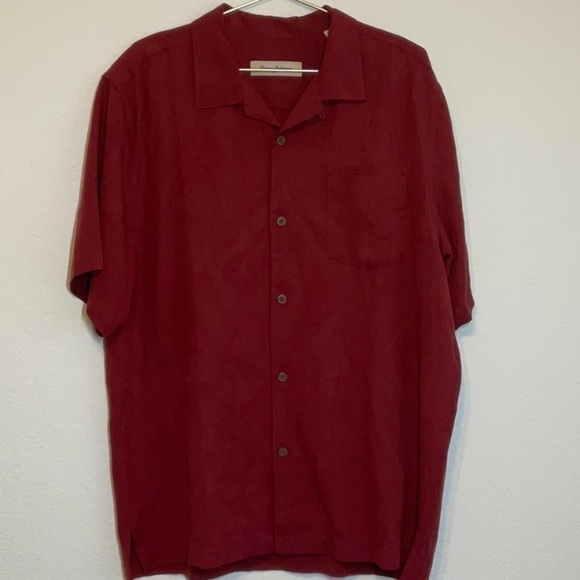 Tommy Bahama Other - Tommy Bahama 100% Silk Short Sleeve Shirt Dark Red Brick Red Large